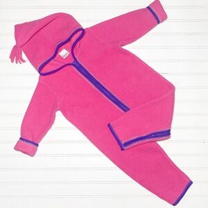 HANNA ANDERSSON VGUC Warm Cozy Colorblock Fleece Hooded Romper